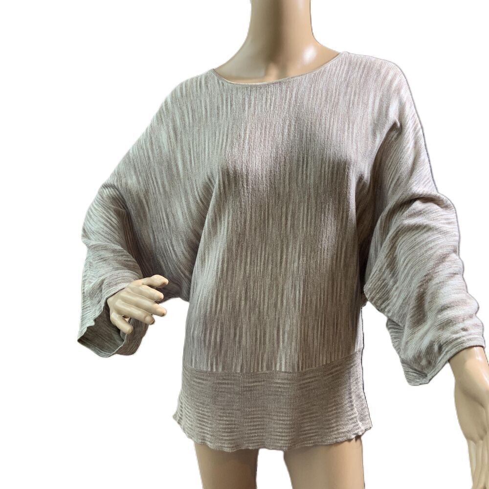 Chicos Beige‎ Long Sleeve Boat Neck Sweater Top Size 1 Coquette Beige Aesthetic